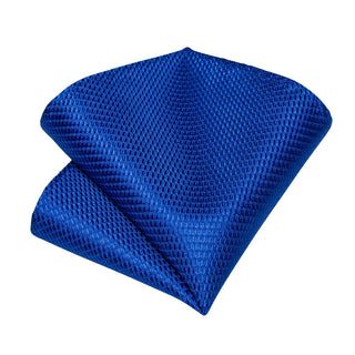 New Solid Blue Silk Necktie Pocket Square Cufflinks Set