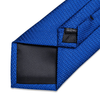 New Solid Blue Silk Necktie Pocket Square Cufflinks Set
