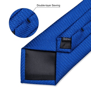 New Solid Blue Silk Necktie Pocket Square Cufflinks Set