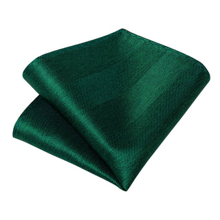 New Solid Green Silk Necktie Pocket Square Cufflinks Set