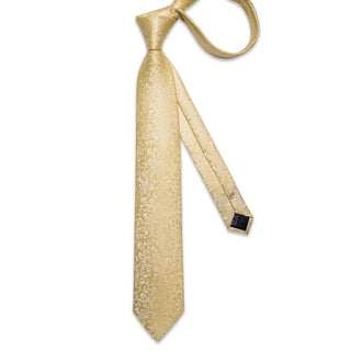 Yellow Floral Silk Necktie Pocket Square Cufflinks Set