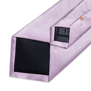 Silver Solid Silk Necktie Pocket Square Cufflinks Set