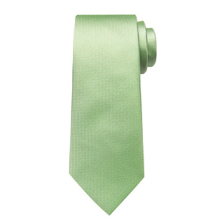 New Solid Green Silk Necktie Pocket Square Cufflinks Set
