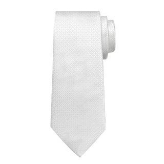 Milky White Solid Silk Necktie Pocket Square Cufflinks Set