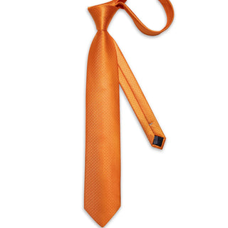 Orange Polka Dot Silk Necktie Pocket Square Cufflinks Set