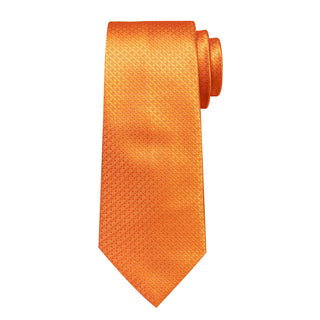 Orange Polka Dot Silk Necktie Pocket Square Cufflinks Set