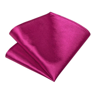 Solid Pink Silk Necktie Pocket Square Cufflinks Set