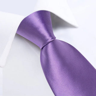 Shining Orchid Purple Solid Silk Necktie Pocket Square Cufflinks Set