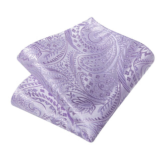 Periwinkle Purple Paisley Silk Necktie Pocket Square Cufflinks Set