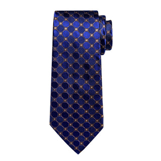 New Blue Plaid Novelty Silk Necktie Pocket Square Cufflinks Set