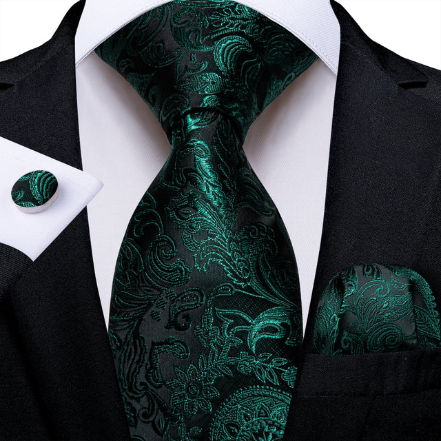 Dark Green Floral Silk Necktie Pocket Square Cufflinks Set Modern Man Boutique Dark Green Floral Silk Necktie Pocket Square Cufflinks Set Modern Man Boutique