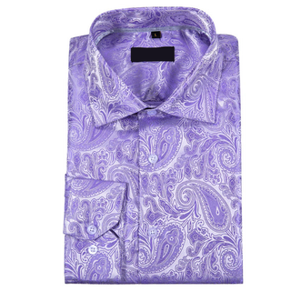 New Lavender Paisley Silk Long Sleeve Shirt