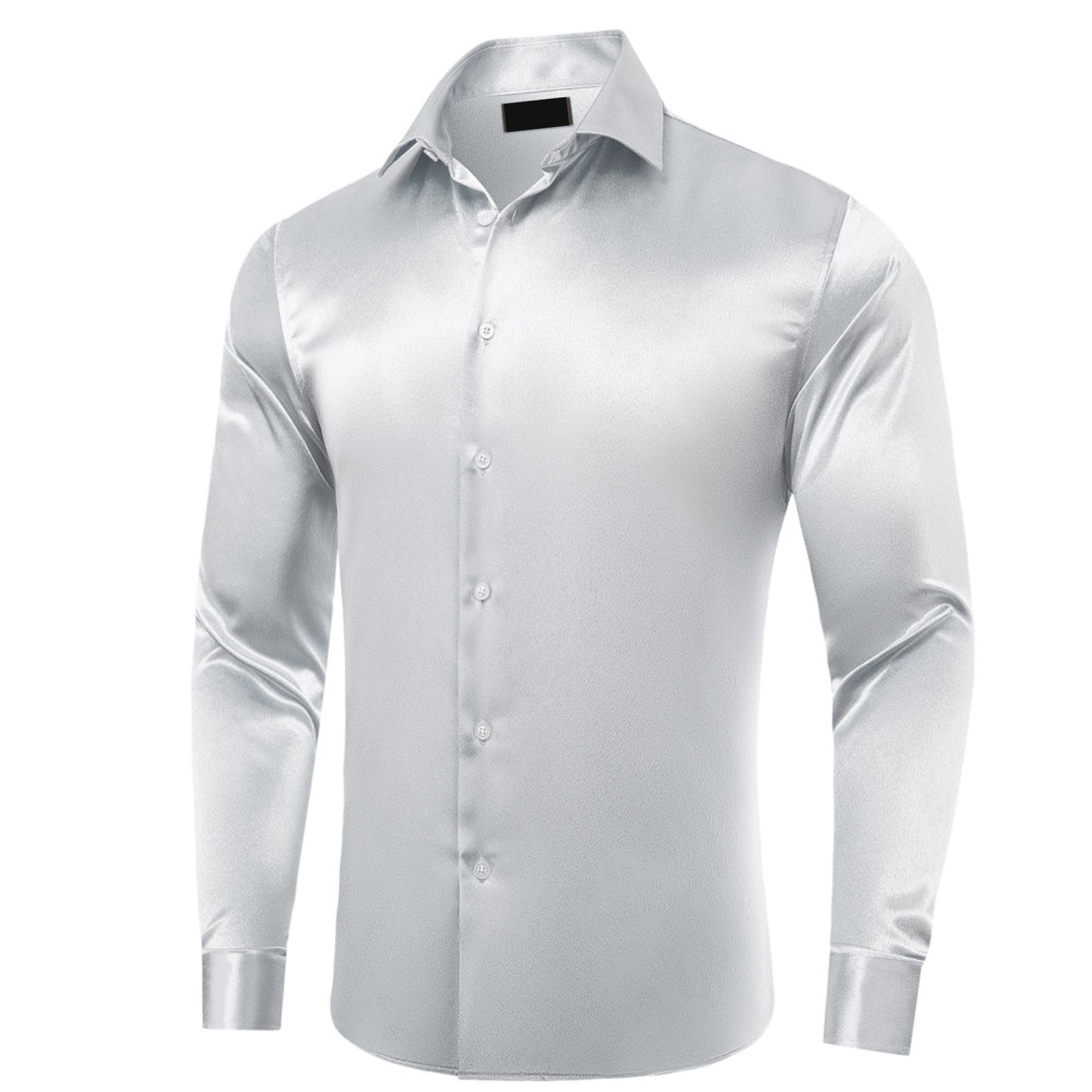 Silver Grey Satin Men's Silk Long Sleeve Shirt – Modern Man Boutique