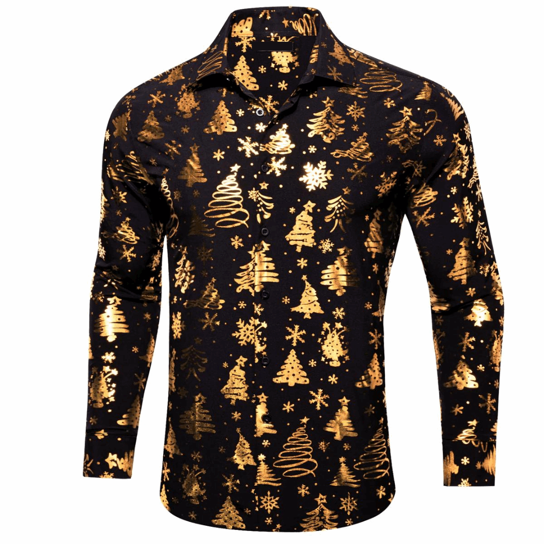 black dress shirt with gold design Amazon.com: Luxury Black Gold Floral Print Shirt Men Autumn Long Sleeve Mens Dress Shirts Party Nightclub Prom Shirt Black S : Clothing, Shoes & Jewelry