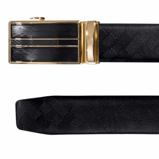 Black Golden Buckle Men's Genuine Leather Belt