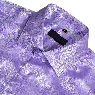 New Lavender Paisley Silk Long Sleeve Shirt