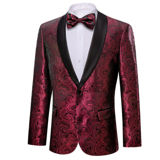 New Dark Red Floral Men's Blazer Set