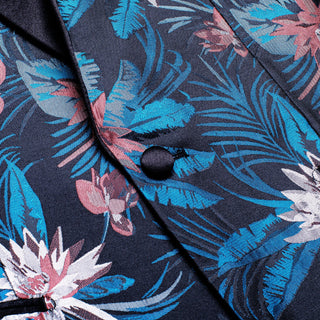 New Luxury Blue Pink White Floral Men's Blazer Set