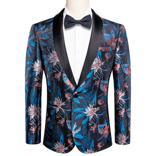 New Luxury Blue Pink White Floral Men's Blazer Set