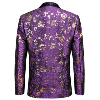 New Luxury Purple Champagne Floral Men's Blazer Set
