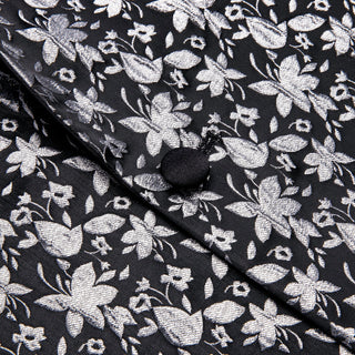 New Luxury Silver Black Floral Novelty Men's Blazer Set