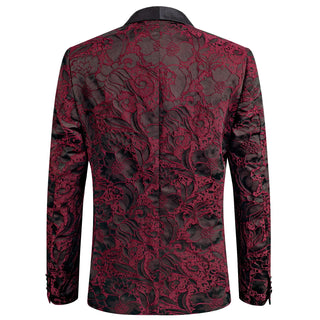 New Luxury Brown Red Floral Novelty Men's Blazer Set