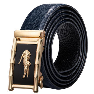 Luxury Gold Crocodile Design Buckle Genuine Leather Belt