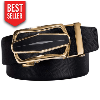Luxury Golden Black Buckle Genuine Leather Belt Belts