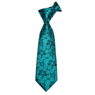 Black Fuchsia Green Floral Silk Necktie Pocket Square Cufflinks Set