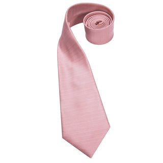 Baby Pink Solid Silk Soft Mens Necktie Pocket Square Cufflinks Set Neckties