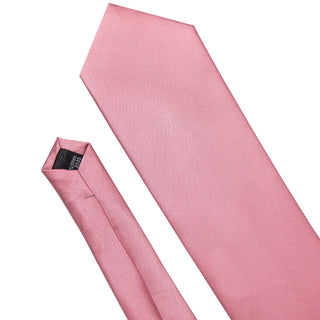 Flesh Pink Solid Silk Necktie Pocket Square Cufflinks Set