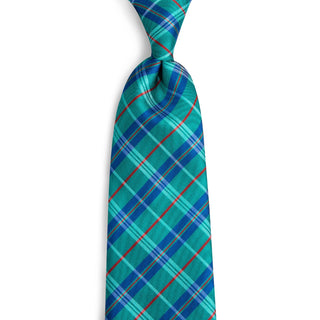 Green Blue Plaid Striped Silk Necktie Pocket Square Cufflinks Set