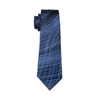 Blue Light Blue Novelty Silk Necktie Pocket Square Cufflinks Set
