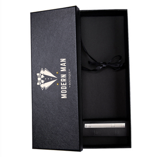 Luxury Black Golden Paisley Silk Necktie Pocket Square Cufflinks Set