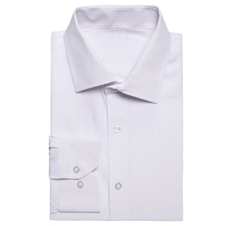 New Solid White Stretch Men's Long Sleeve Shirt