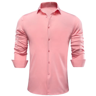 New Pink Stretch Men's Long Sleeve Shirt