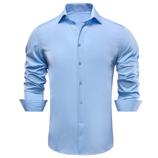 New Sky Blue Stretch Men's Long Sleeve Shirt