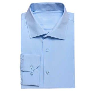New Sky Blue Stretch Men's Long Sleeve Shirt
