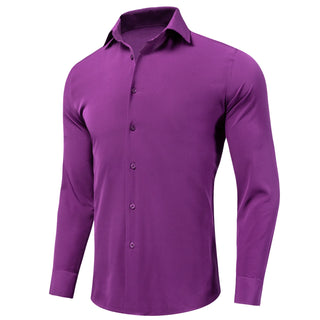 dark purple mens dress shirt New Solid Purple Men's Formal Silk Long Sleeve Shirt – Modern Man Boutique