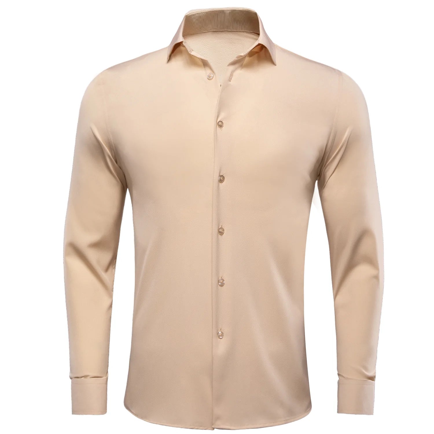 New Solid Tan Men's Formal Silk Long Sleeve Shirt Modern Man Boutique New Solid Tan Men's Formal Silk Long Sleeve Shirt Modern Man Boutique