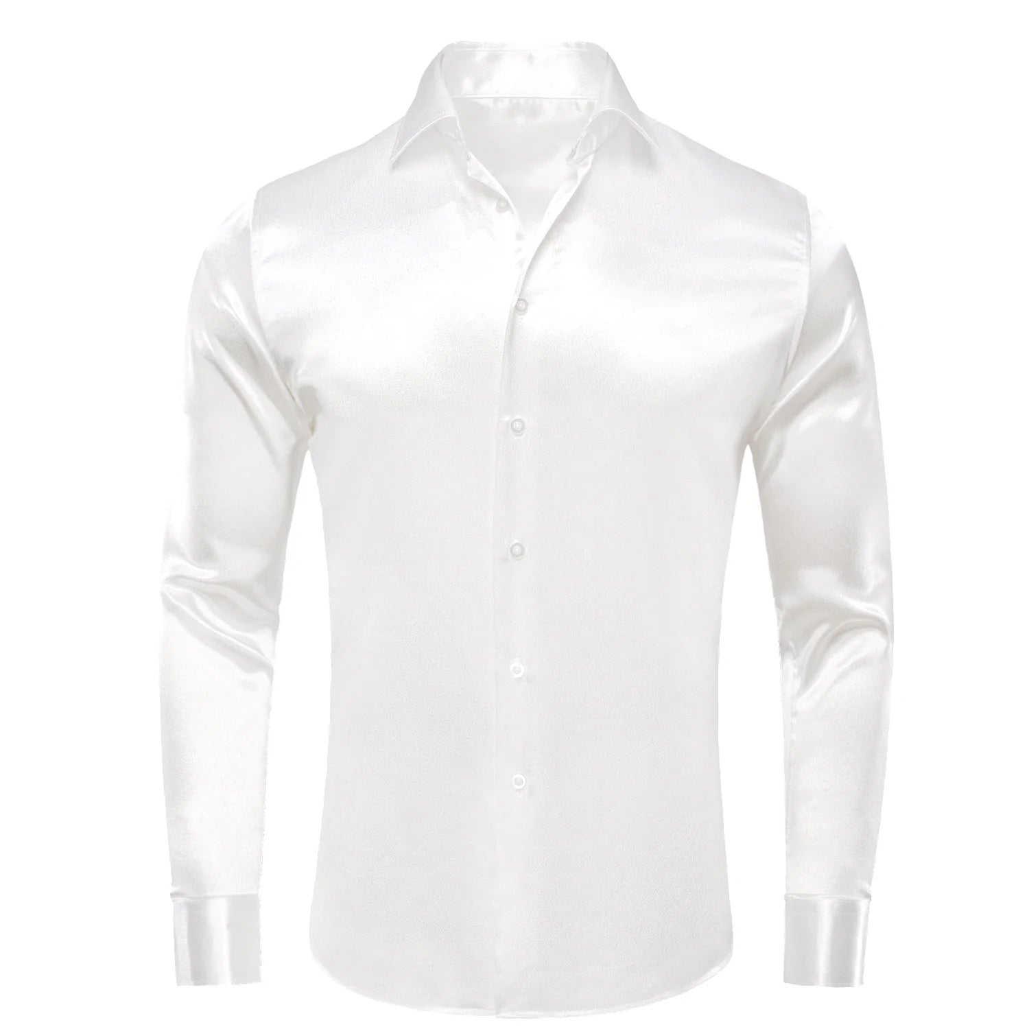 New White Satin Men's Silk Long Sleeve Shirt New White Satin Men's Silk Long Sleeve Shirt