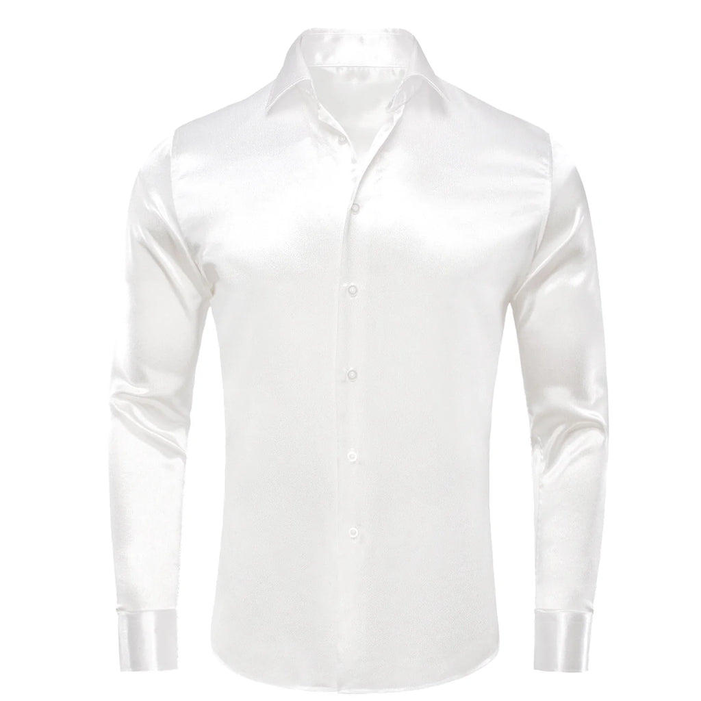 New White Satin Men's Silk Long Sleeve Shirt – Modern Man Boutique