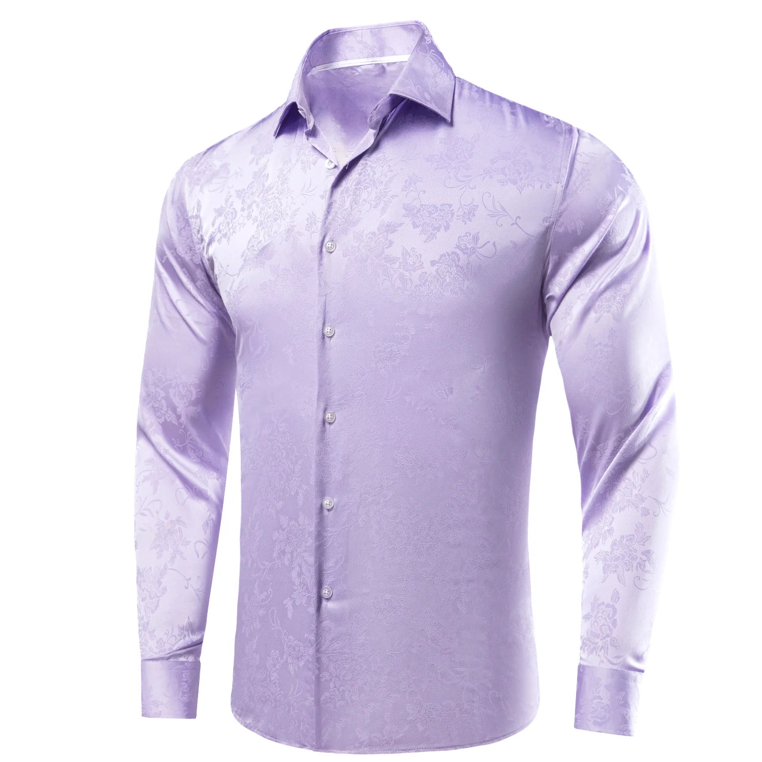 lavender dress shirt Lilac Purple Floral Silk Men's Silk Long Sleeve Shirt – Modern Man Boutique
