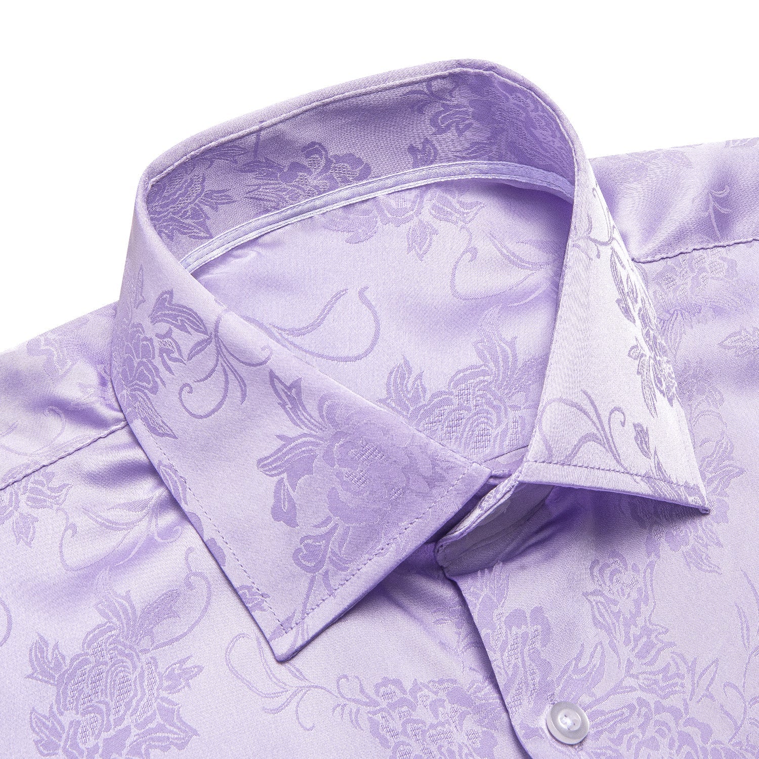 mens lilac dress shirt Lilac Purple Floral Silk Men's Silk Long Sleeve Shirt – Modern Man Boutique