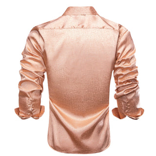 Rose Golden Novelty Silk Men's Silk Long Sleeve Shirt