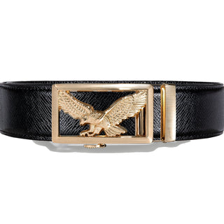 New Golden Eagle Buckle Luxury Black Leather Belt