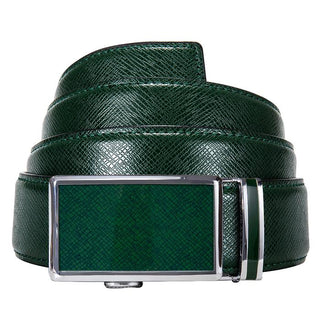 Luxury Green Plaid Metal Buckle Genuine Leather Belt