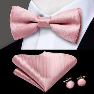 Classic Pink Brace Clip-on Men's Suspenders with Bow Tie Set