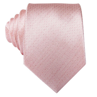 Solid Peach Pink Silk Necktie Pocket Square Cufflinks Set