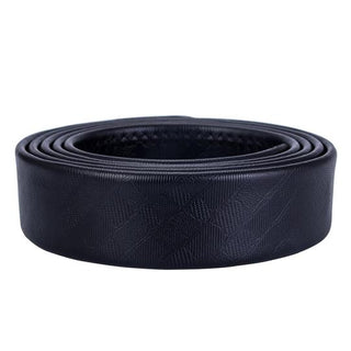 Black Plaid Metal Buckle Genuine Leather Belt